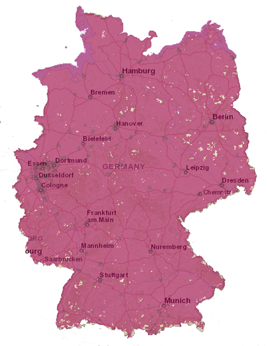 LTE Netzabdeckung des Telekom D1 Netz