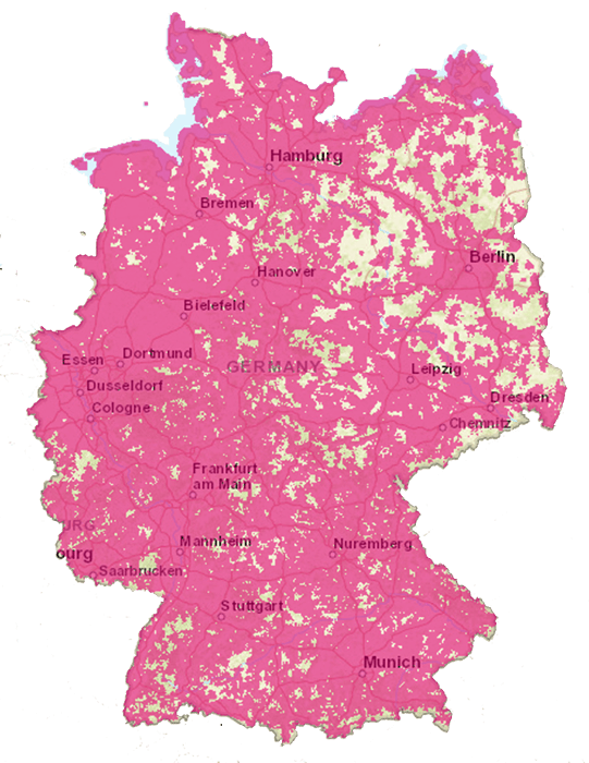 UMTS Netzabdeckung des Telekom D1 Netz